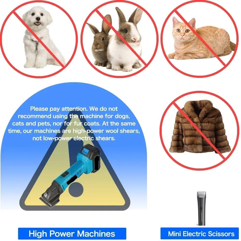 Tijeras de Lana eléctricas inalámbricas de 6 velocidades, máquina for Mascotas, Tijeras for Pelo de Caballo y Cabra, esquila de ovejas