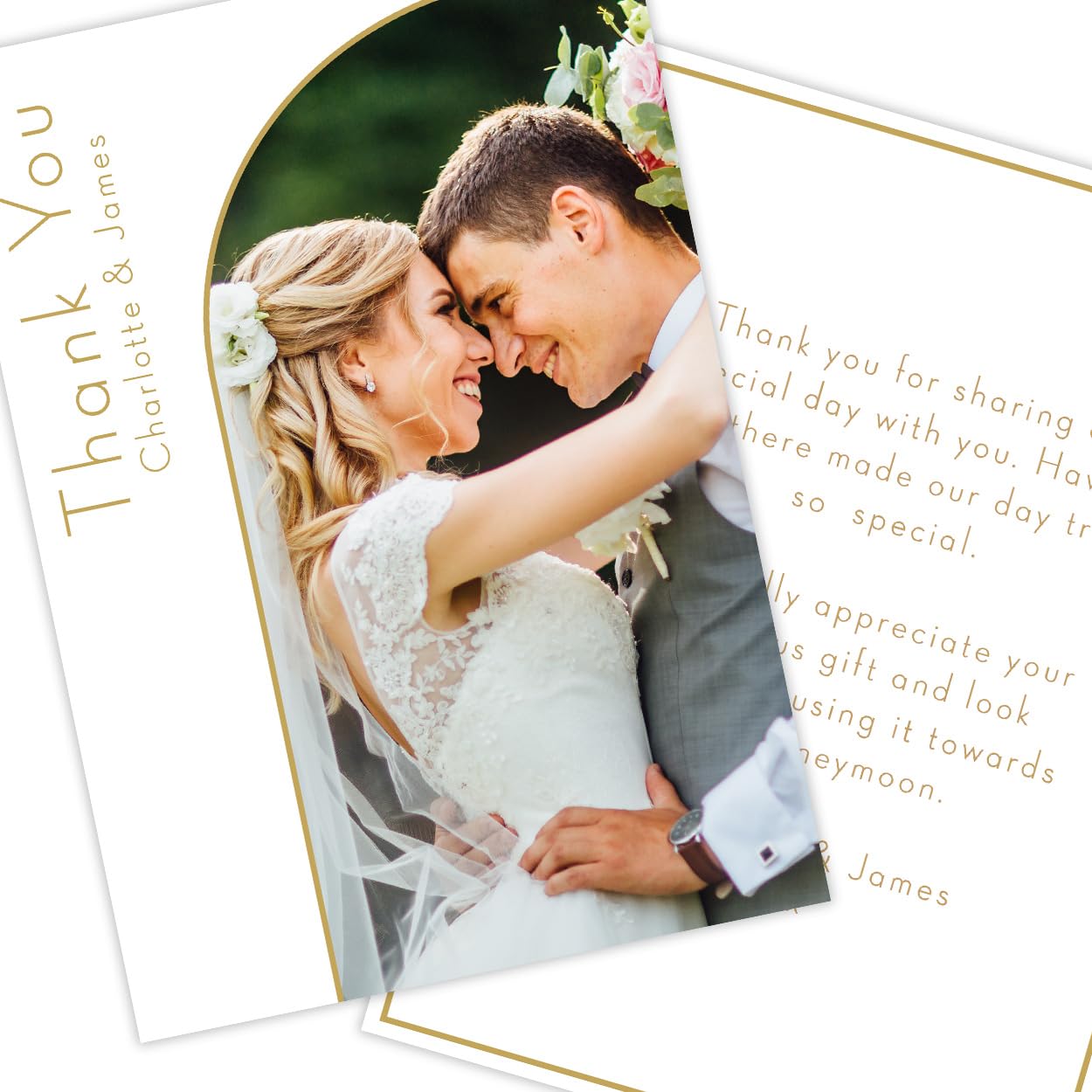 Paper Themes Personalised Photo Upload Wedding Thank You Cards (Gold Arch 36PK) โ image 1