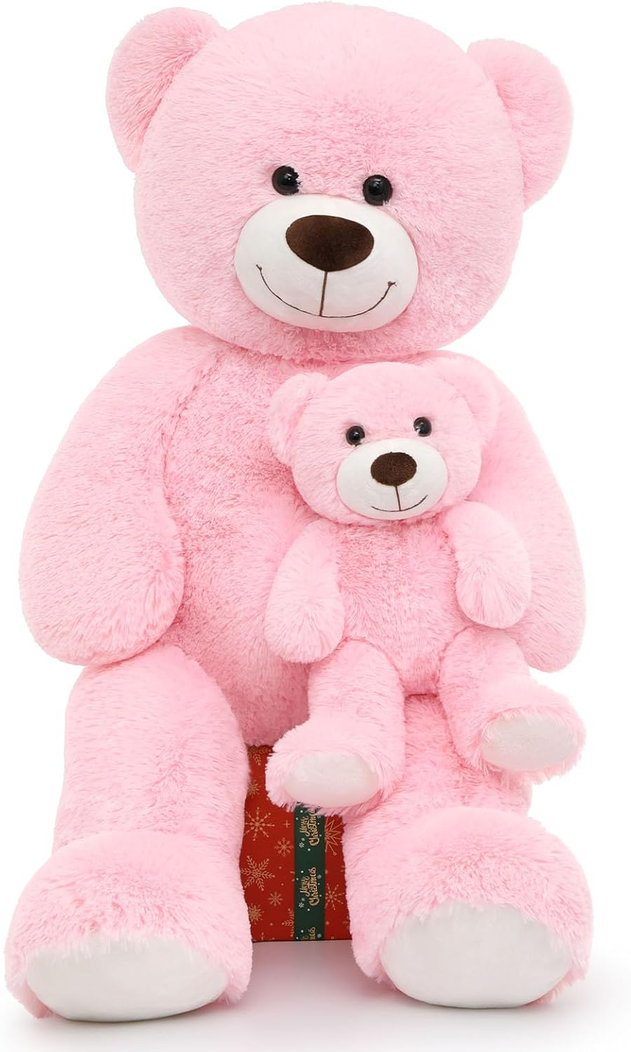 Tezituor Big Teddy Bear with Baby, 39 inch Large Mommy Teddy Bear with Baby, Giant Stuffed Bear for Kids, Girlfriend on Mother's Day, Valentine, Christmas, Baby Shower, Pink
