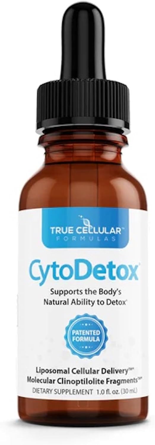 True Cellular Formulas CytoDetox Liposomal Zeolite Clinoptilolite with Fulvates - Supports Cellular Detox & Natural Toxin Removal - Gentle Detoxifier and Binder - 1 oz Bottle