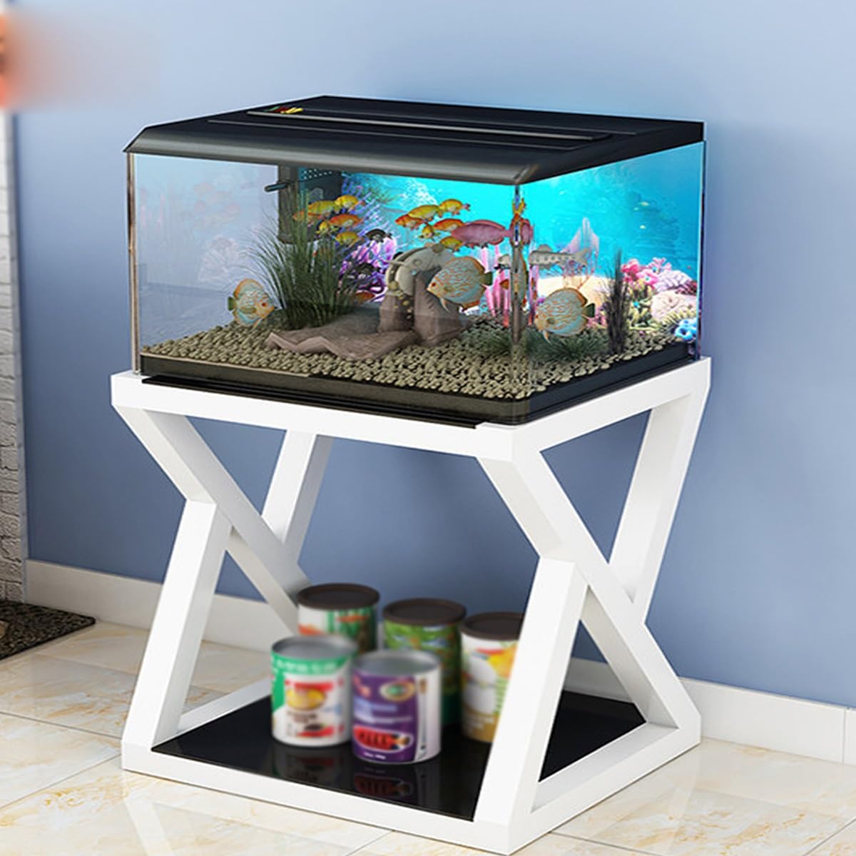 Supporto Acquario Metallo Con Ripiani Aperti, Mobile Storage Casa Ufficio | Supporto Per Acquario In Metallo Con Ripiani Aperti E Spazio Contenitore Casa Ufficio(B,100*40cm/39.4*15.7in)
