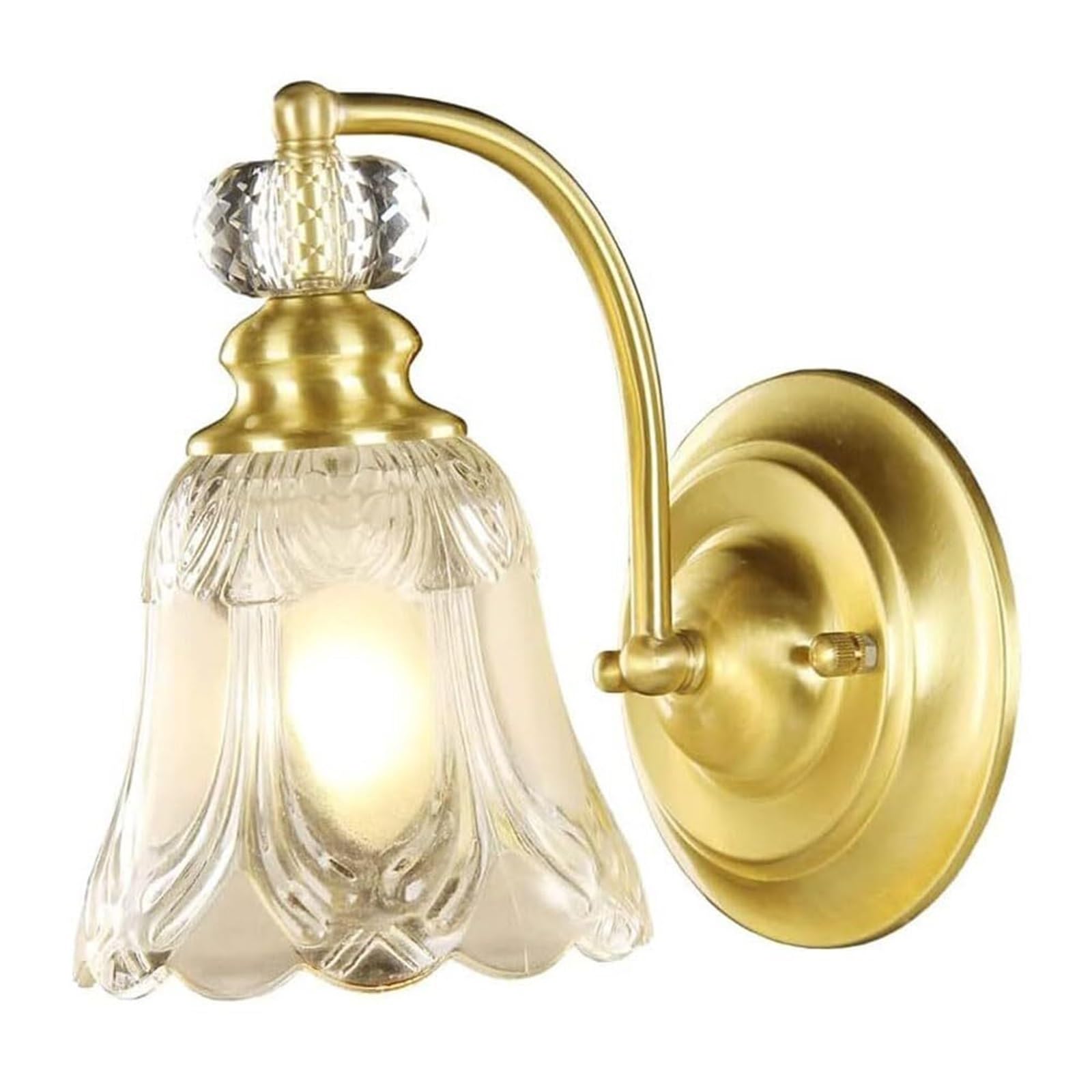 KBUUKYYXouy Wall Lights Indoor French Wall Sconce with Clear Glass Shade Industrial E27 Brass Finish Indoor Wall Lamps Bedroom Living Room Lighting Fixture