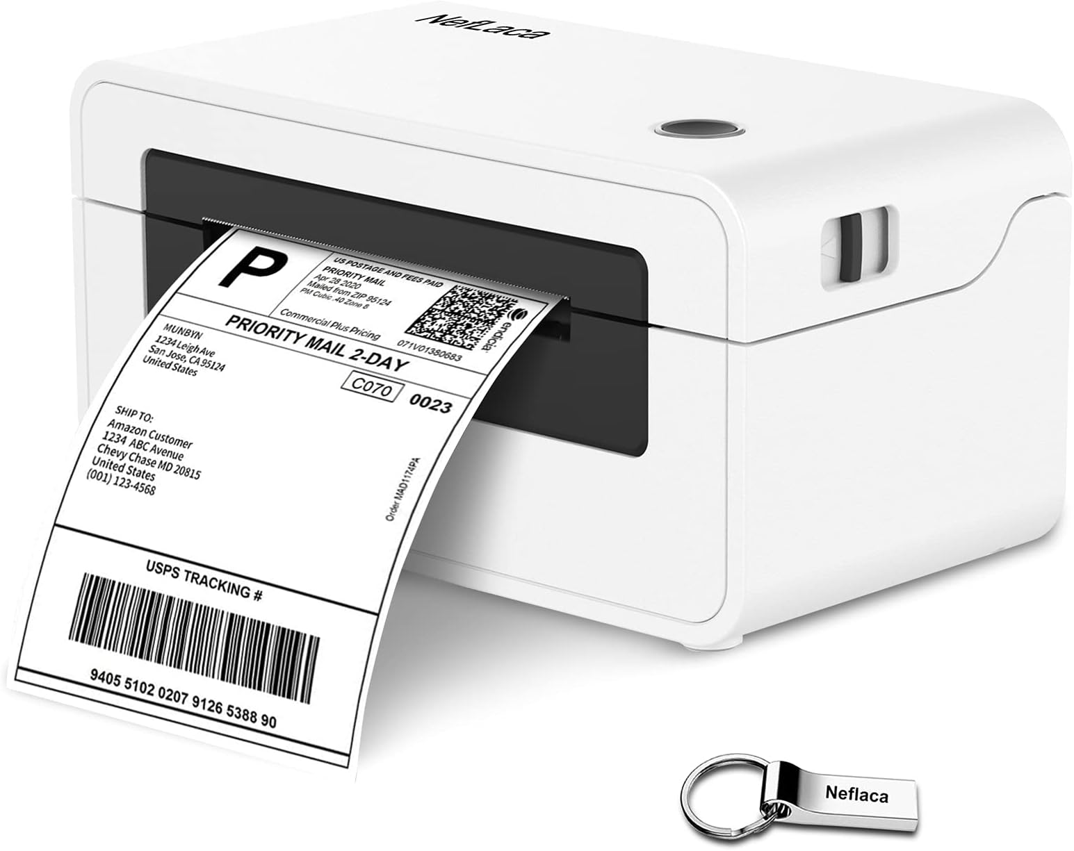 Thermal Label Printer,4x6 High Speed USB Shipping Label Printer Commercial Direct Thermal Label Maker One Click Setup Compatible with Amazon, Ebay, Etsy, Shopify and FedEx (White)