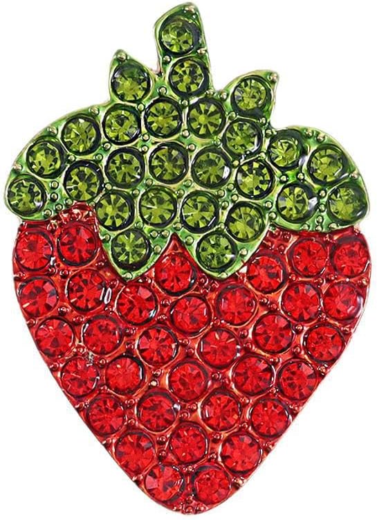Strawberry Enamel Brooch For Women Crystal Red Strawberry Pin Brooch Fruit Brooches Fashion Elegant Fruit Lapel Pin Badge Jewelry Gift
