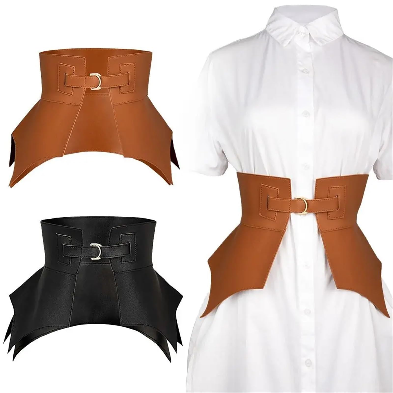 Cinturón ancho y largo de piel sintética irregular for mujer, estilo corsé for otoño e invierno para Jeans Pantalones Vestidos