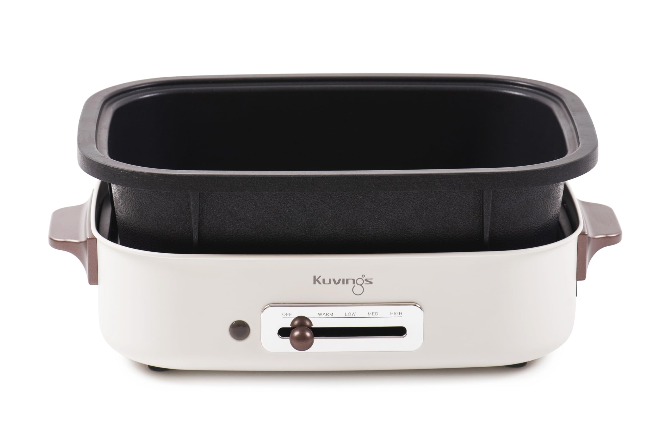 Kuvings MultiGrill Ceramic Plus - grill kontaktowy wielofunkcyjny z płytami ceramicznymi, 65-250°C, 1200-1400 W, 2 płyty (śniadaniowa i głęboka), beżowy