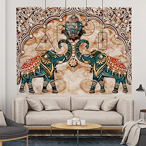 Tapisserie murale éléphant mandala MAQCHGO 150x198 cm grand format