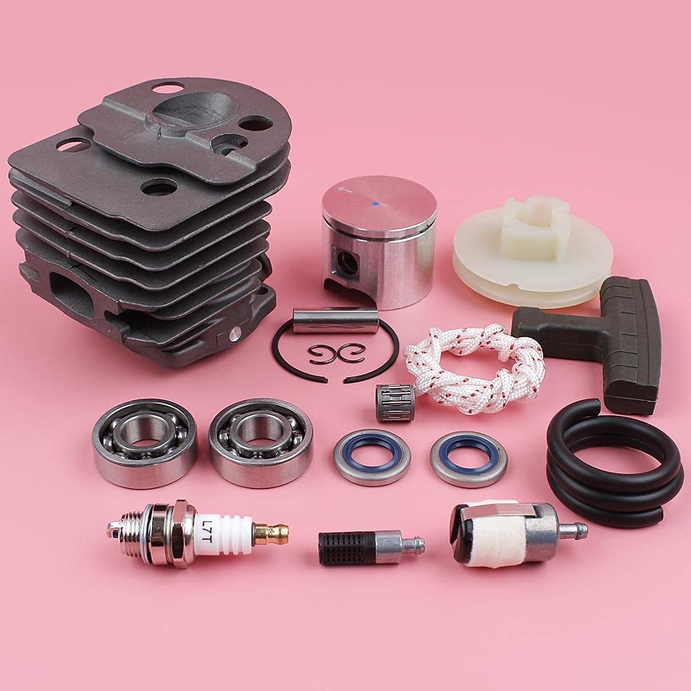 Kit de rodamiento de cigüeñal de pistón de cilindro de 46 mm para Husqvarna 50 51 55 motosierra rancher 503609171 503609104 W aceite sello de la polea de arranque