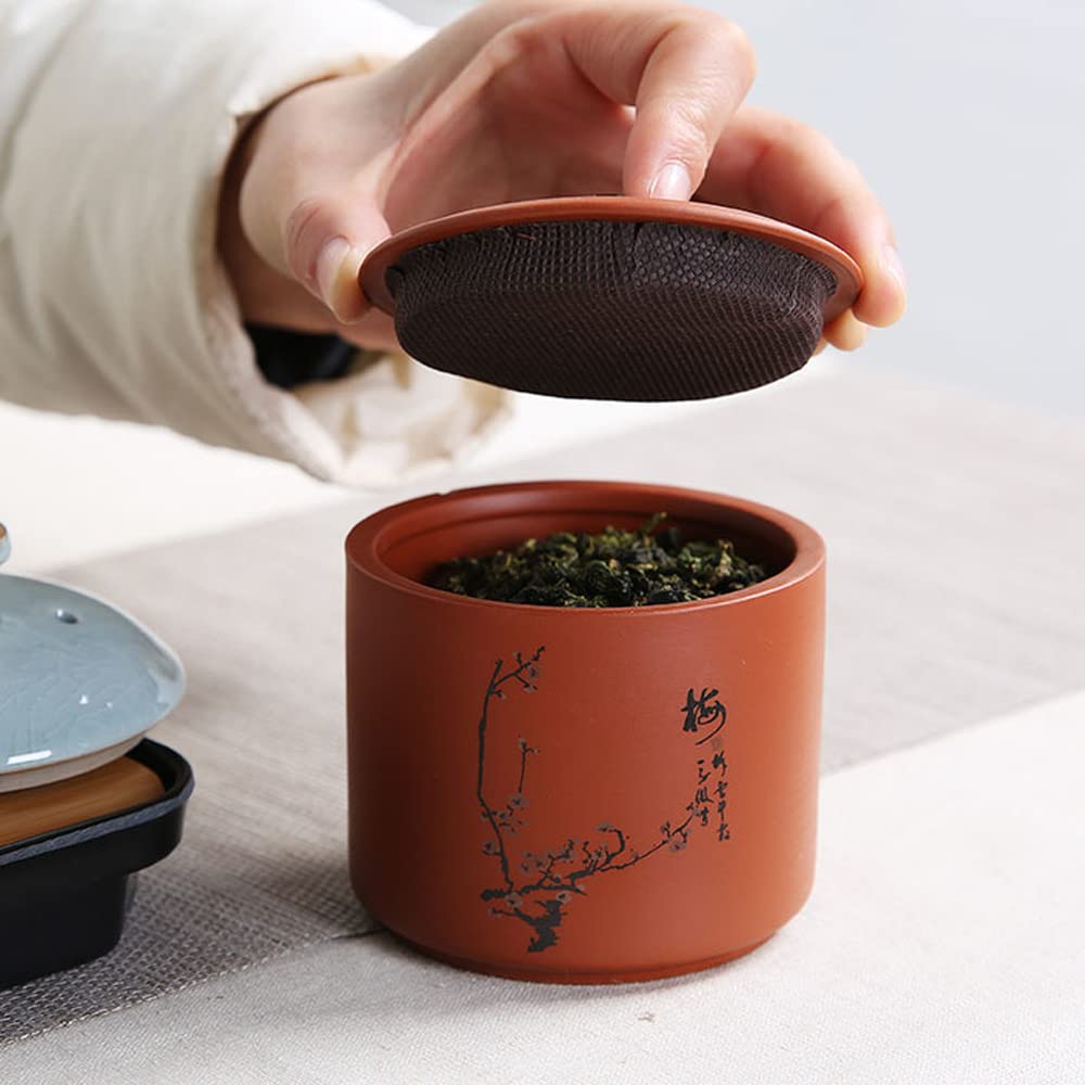 Kawy Ceramiczny słoik herbaty, zamknięte słoik do przechowywania słoik z fasolą kawy słoik 7,7 cm chiński fioletowy gliniana herbata słoik z herbatą Travel herbaty przenośna zamknięta herbata caddy