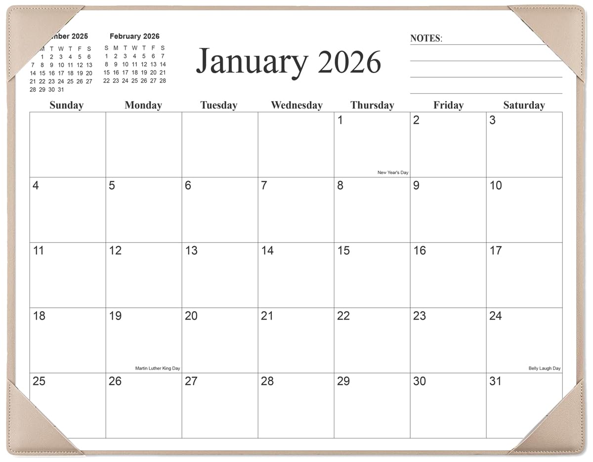 Photo 1 of Runtioval Desk Calendar 2026-2027, 22" x 17", Beige
