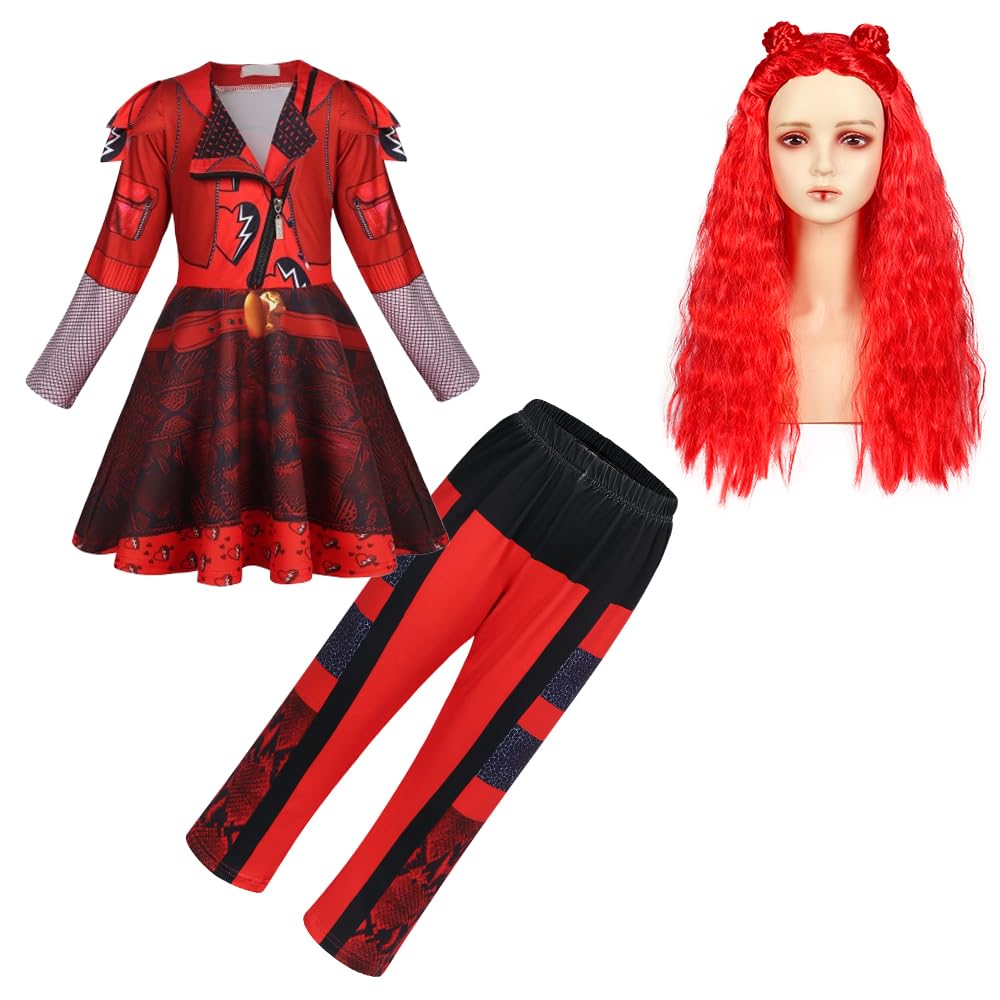 Berich Red Costume Princess Set with Pants Kids Halloween Christmas Theme Party Outfit World Book Day Costumes for Girls Role Play Clothing Girls Dressing up 10-12 Years(Red,150)