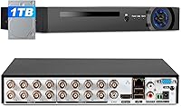 Fuers 16CH 5MP Hybrid DVR Recorder, 6-in-1 AHD/TVI/CVI/IP Security System, Human Detection, Remote Access, 1TB HDD Included