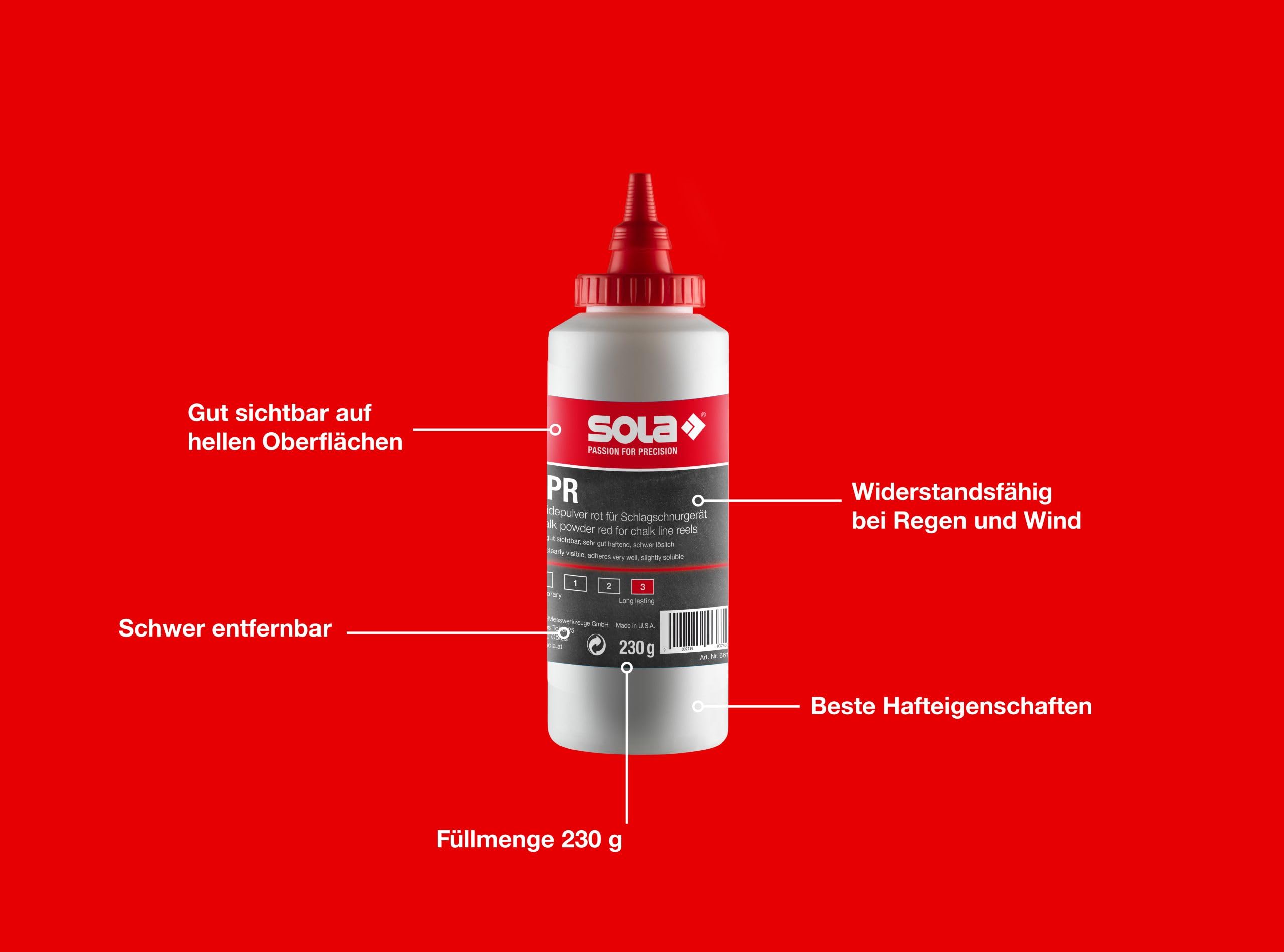 Sola CLKS - Juego de cuerdas de impacto rojo, 30 m, color rojo, 230 g, en práctico juego, grabación rápida con caja de cambios de 6:1, carcasa de plástico grande y robusta