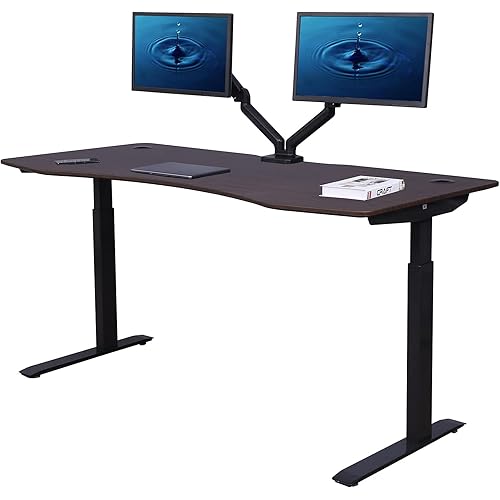ApexDesk Elite Series 60" W Electric Height Adjustable Standing Desk (Memory Controller, 60" Walnut Top, Black Frame)