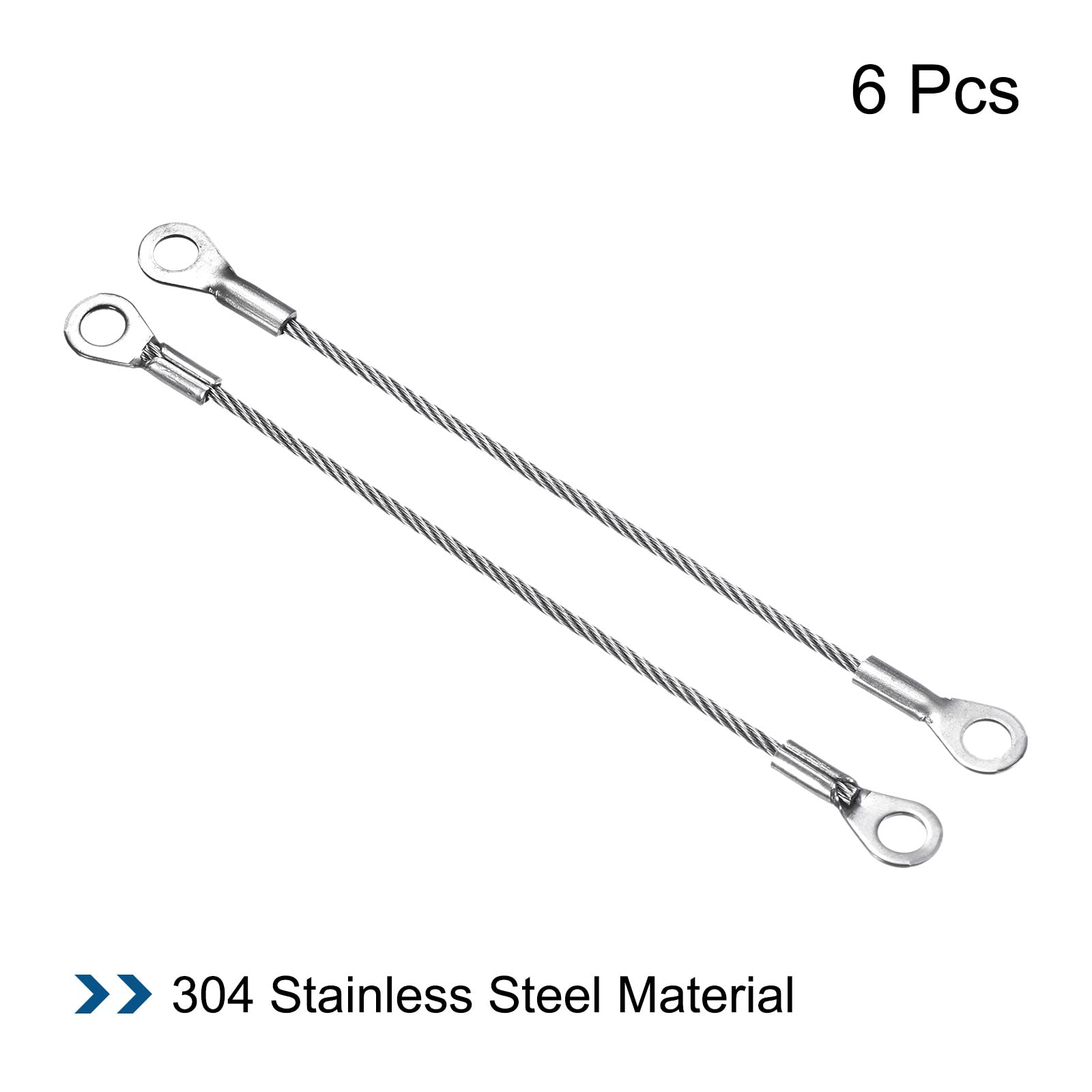 PATIKIL Smycz ze stali nierdzewnej 2 mm x 10 cm, 6 sztuk oczek, zakończona linka zabezpieczająca