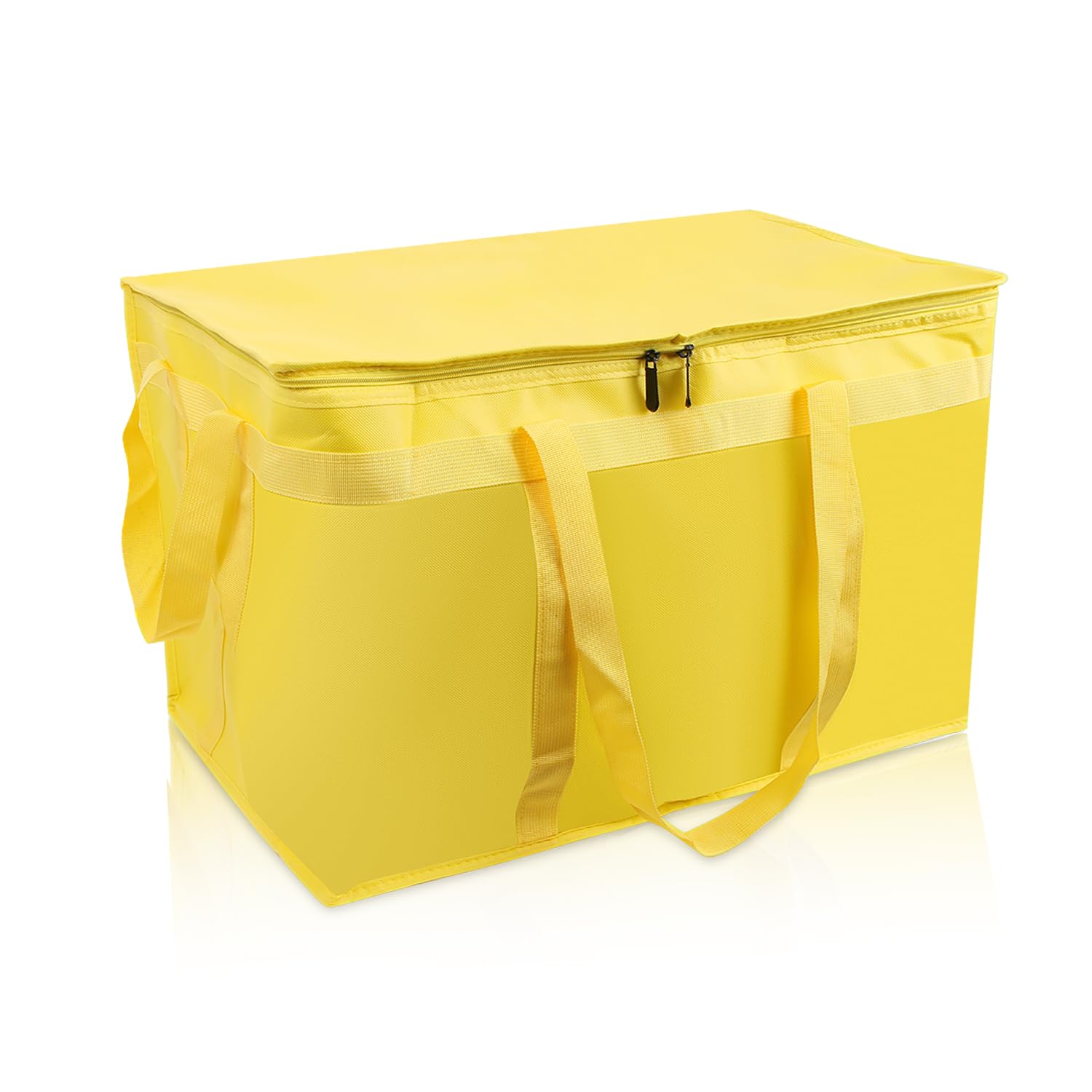 szkoo 2 Pack Insulated Food Delivery Bag Yellow Pizza Delivery Bags for Hot & Cold Food, Large Capacity Reusable Warming Bag Catering Cooler Bag for Party