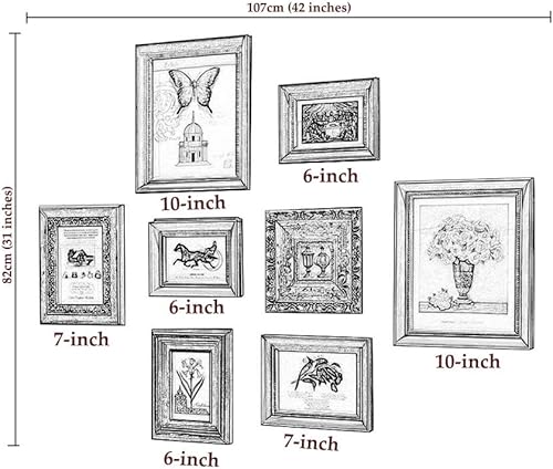 Miniatura 2 de Juego de 8 marcos de fotos de collage de pared negros para el hogar, marco de fotos familiar para collage de pared, grandes tamaños diferentes para