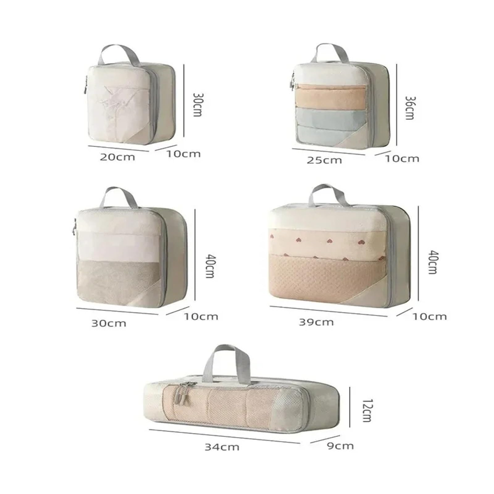 Packwürfel 5/3 Teil/Satz Reiseaufbewahrungstasche Wasserdicht Große Kapazität Gepäck Kleidung Sortierung Packwürfel Koffer Organizer Set(5pcs-Black)