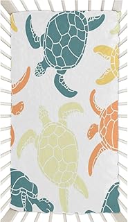 Cartoon Turtle Crib Sheets for Boys, Girls Machine Washable Soft Cozy Microfiber Fitted Crib Sheet for Standard Crib and Toddler Mattresses Boys Girls 28x52 Inch