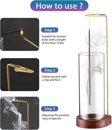 Miniatura 5 de Soporte para incienso  Quemador de incienso al revés  Soporte de incienso volador anticenizas para palitos  Varilla de incienso colgante de alta