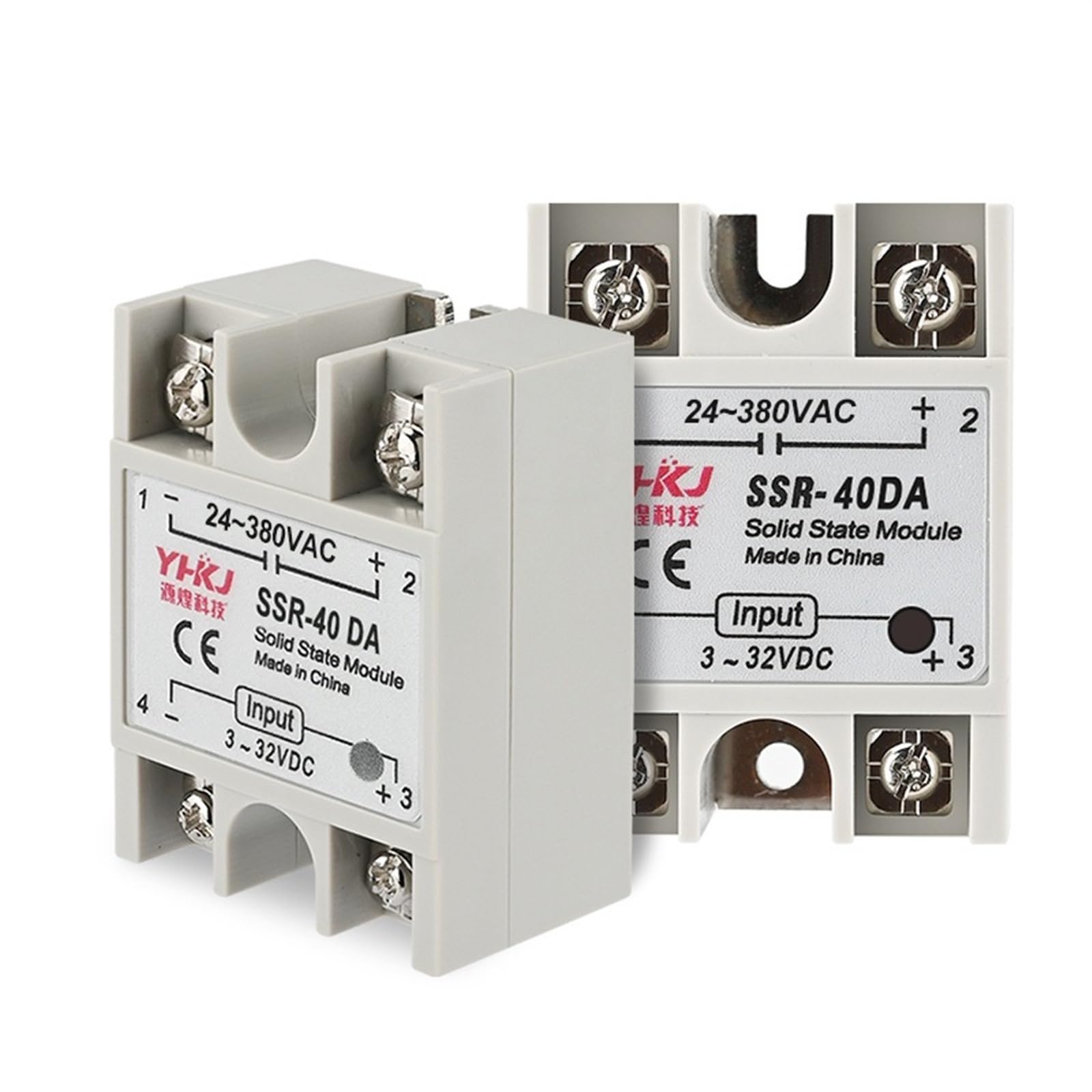 Relé de estado sólido SSR-10DA 25DA 40DA SSR Control monofásico de CC Entrada de CA 3-32VDC Salida 24-380VAC 10A 25A 40A (Size : SSR-40DA)