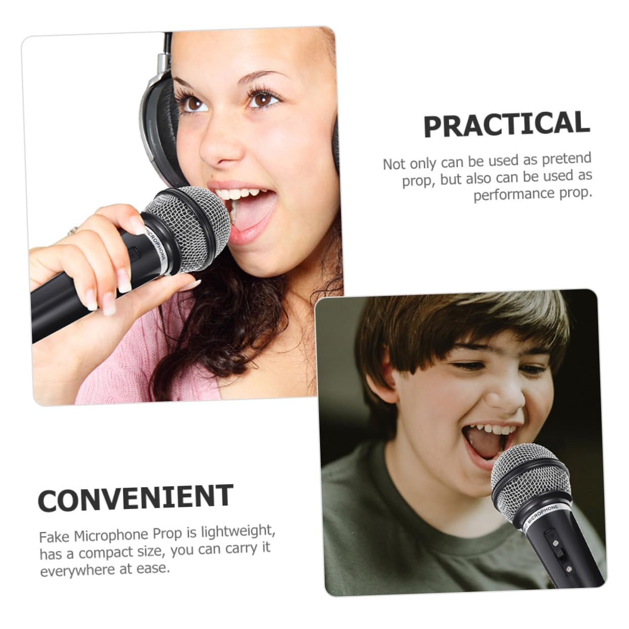 5 Piezas de Micrófonos para Fiesta Diseño Realista y Plástico Ligero, Accesorio Portátil Adecuado para Actuaciones de Canto y Utilería en Escenario Infantil