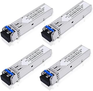 4 Pack 1.25G SFP Module 1000Base-LX (SMF,1310nm,20km,DDM) Single-Mode Transceiver for Cisco GLC-LH-SMD,Ubiquiti UniFi,Meraki MA-SFP-1GB-LX10,Fortinet,Mikrotik,TP-Link,Netgear,TL-SM311LS,D-Link,Intel