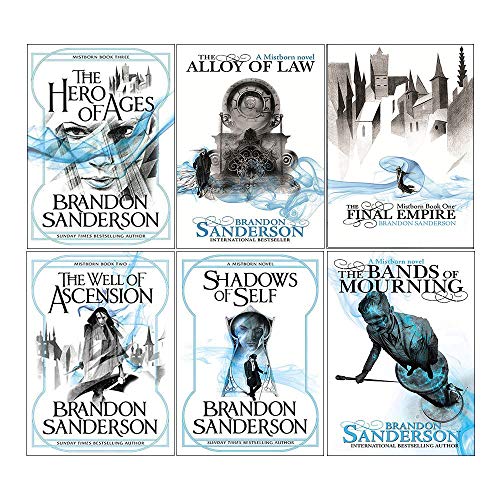 Mistborn 6 Books Collection Set by Brandon Sanderson (Final Empire, Well of Ascension, Hero of Ages, Band of Mourning, Alloy of Law & Shadows of Self)