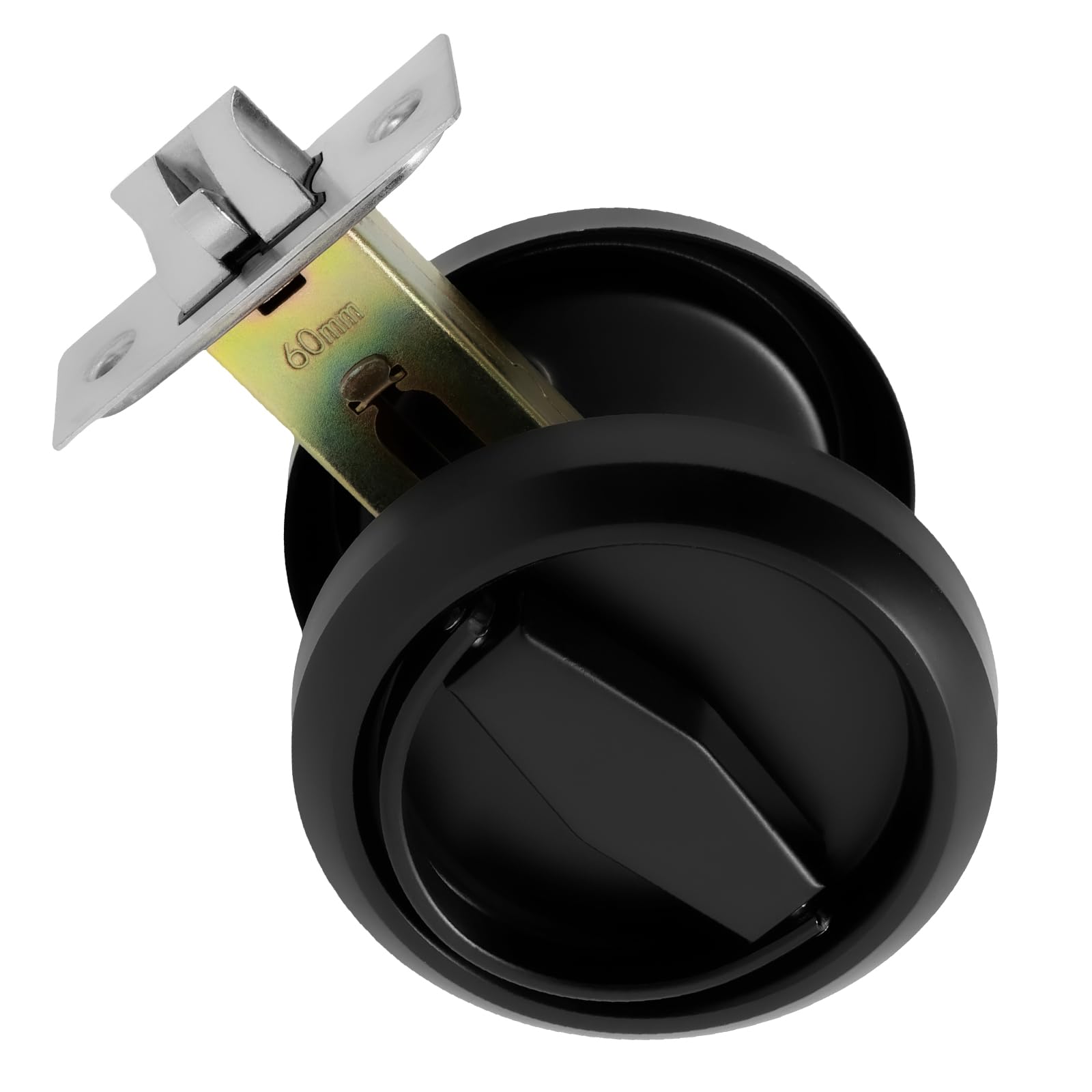 Foppla Round Recessed Door Lock 304 Stainless Steel Hidden Cup Door Handle Keyless Recessed Door Pull Latch Knob Round Embedded Concealed Door Pull for Bathroom Bedroom(Black)