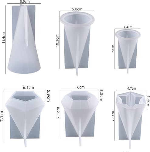 Miniatura 2 de Moldes de resina de cono de anillo  6 moldes de silicona para soporte de anillo facetado para resina epoxi, moldes de resina de silicona piramidales