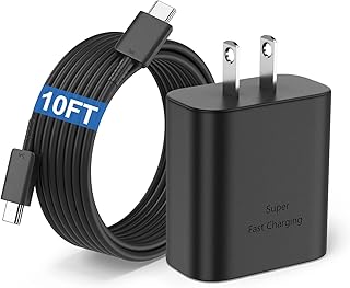 S23 S22 Samsung 45W Super Fast Charger Type C, Long 10FT C Charger Cable Fast Charging with 45W USB-C Android Phone Charger Block for Samsung Galaxy S23/S23 Ultra/S23+/S22 Ultra/S22+/S22/S21/S20 Ultra