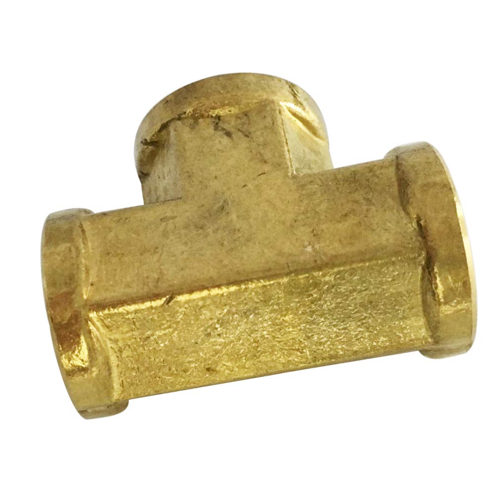 Tee De Latón Para Instalaciones De Medidores - 1/2" NPT Con Orificio Perforado Y Roscado De 1/8"