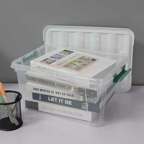 Miniatura 3 de Gloreen Contenedores de almacenamiento transparentes de 14 cuartos de galón con tapa y asa, multiuso apilables, caja de pestillos de almacenamiento