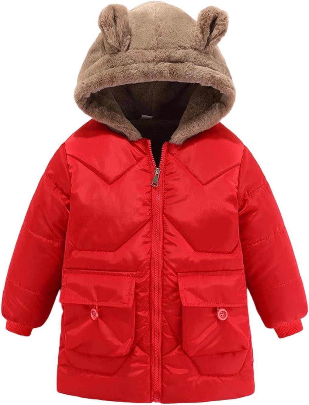 Girls Fleece Lined Hooded Puffer Jacket Winter Coat