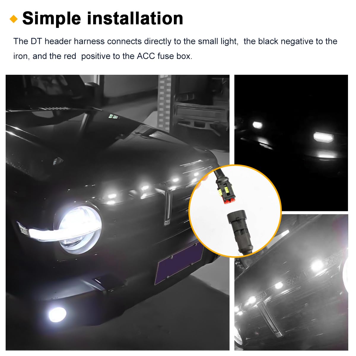 4 luces de parrilla delantera para automóvil, luces LED brillantes para parrilla con arnés de cableado, lámpara de advertencia decorativa impermeable para F150 F250 F350, accesorios exteriores 6