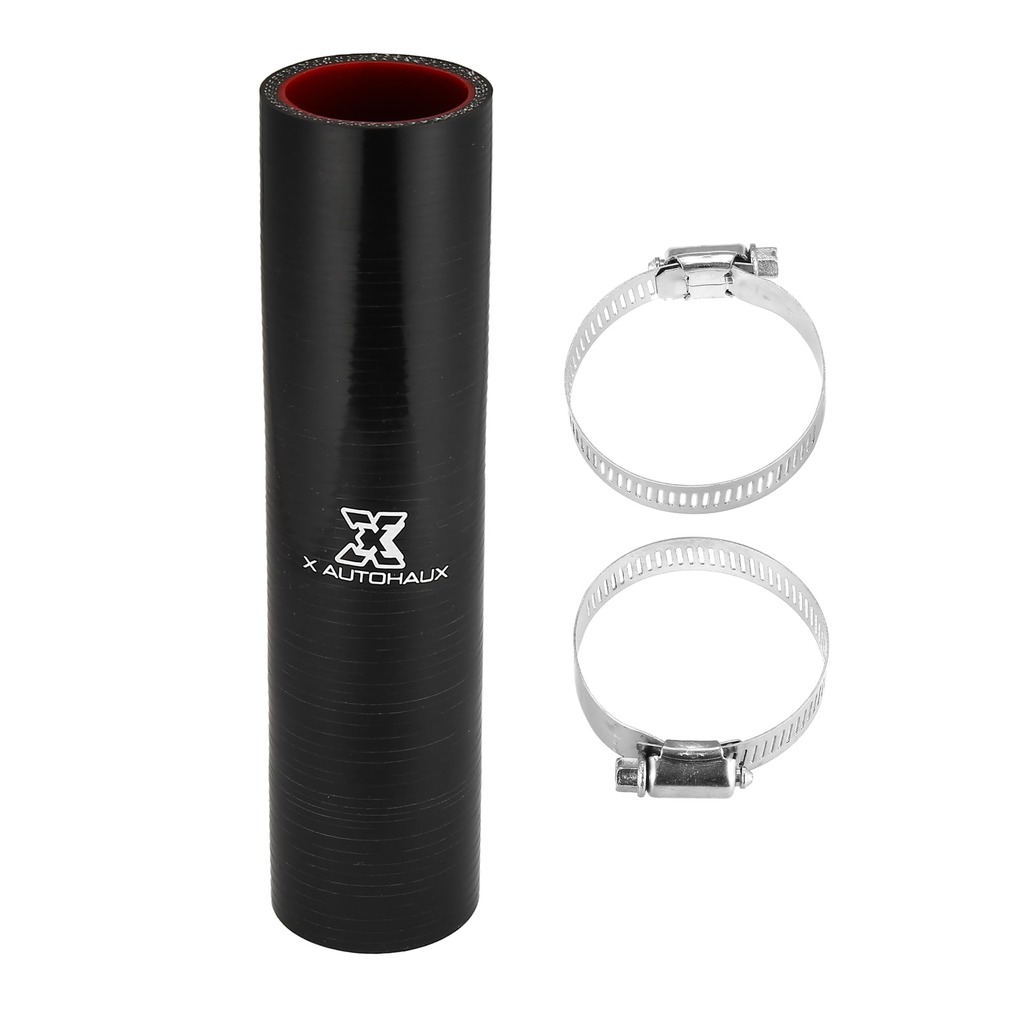 X AUTOHAUX Tubo Silicone Auto 38mm X 100mm Nero/rosso Con Fascette – Raccordo Dritto Per Radiatore, Intercooler, 300°C - 5