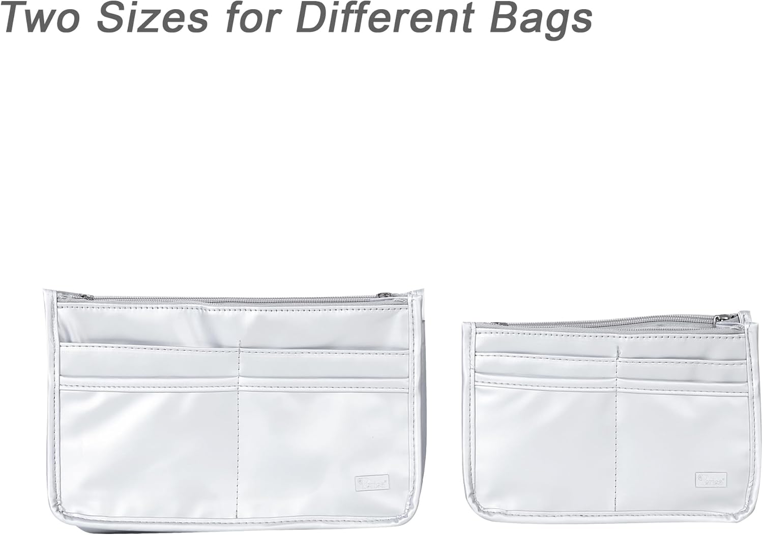 Periea 'Layla' Set of 2 Handbag Organizers - Small and Medium - Silver