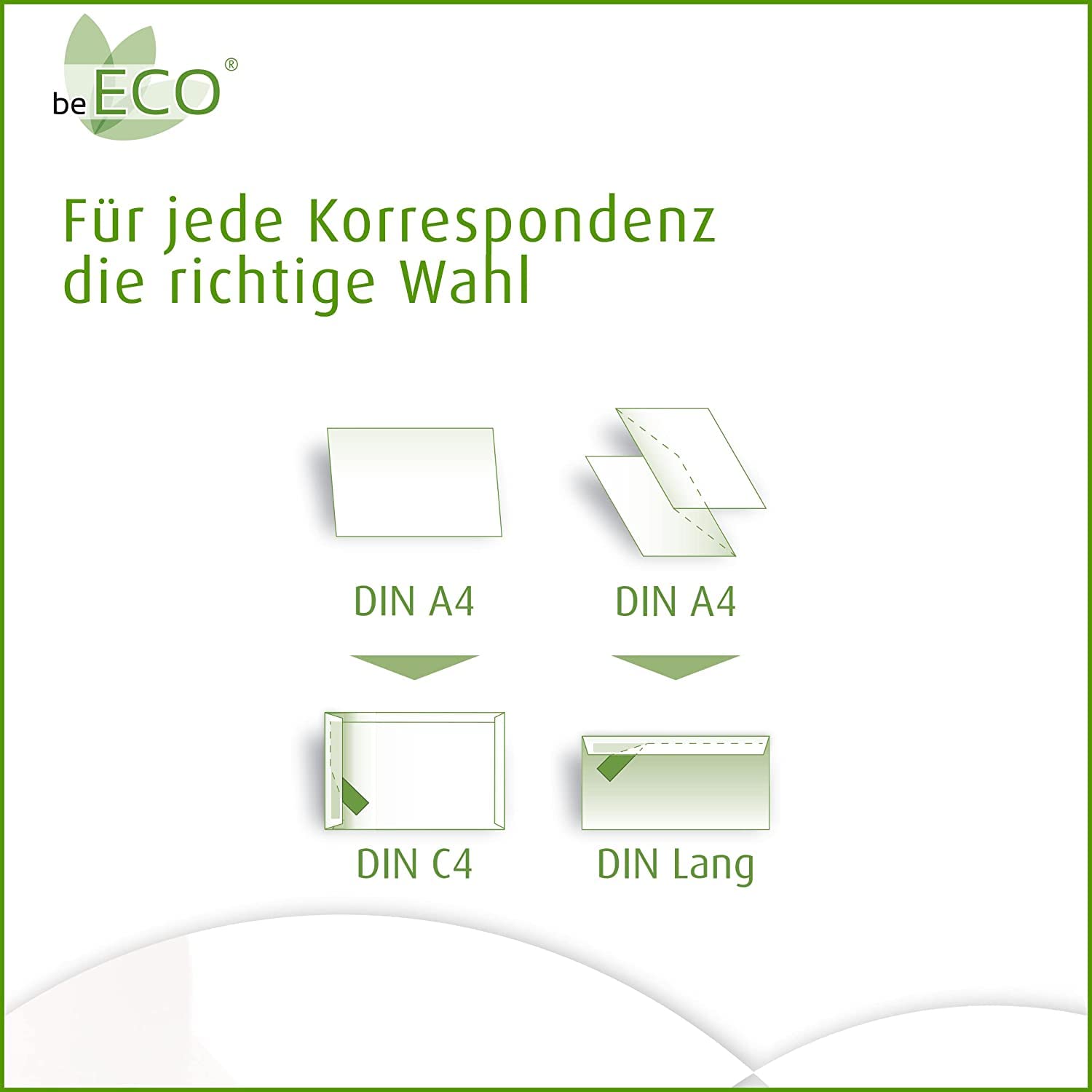 beECO Versandtaschen C4 (250 Stück) - A4 aus 100 % Recycling Papier - weiß | haftklebende Versandtasche mit Fenster - geeignet für DIN A4 - 324 x 229 mm - 100g/m² -