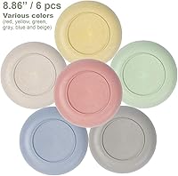 Vista 2 de 6 platos de paja de trigo ecológicos, 9 pulgadas, irrompibles, ligeros, aptos para microondas y lavavajillas