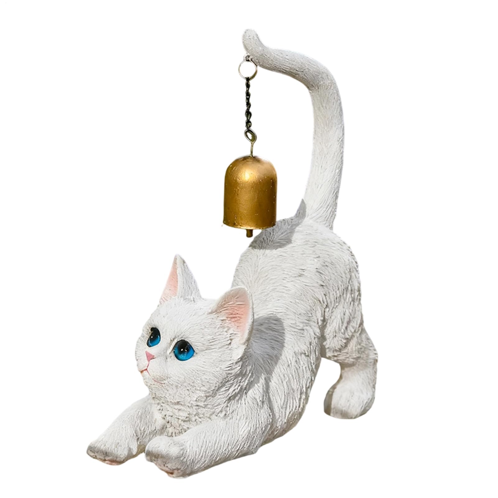Statue de chat en étirement figurine décorative résine pour jardin et cour