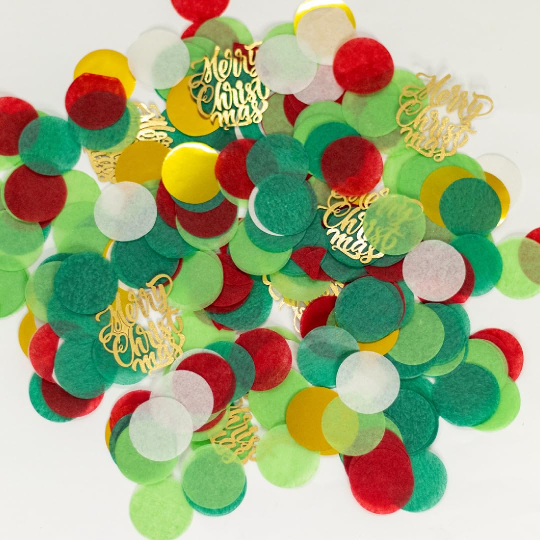 Merry Christmas Confetti Pack 2.5cm – Red Green Gold Table Confetti for Christmas Party Decorations, Xmas Table Scatter Decor for Home, Events & Holiday Celebrations