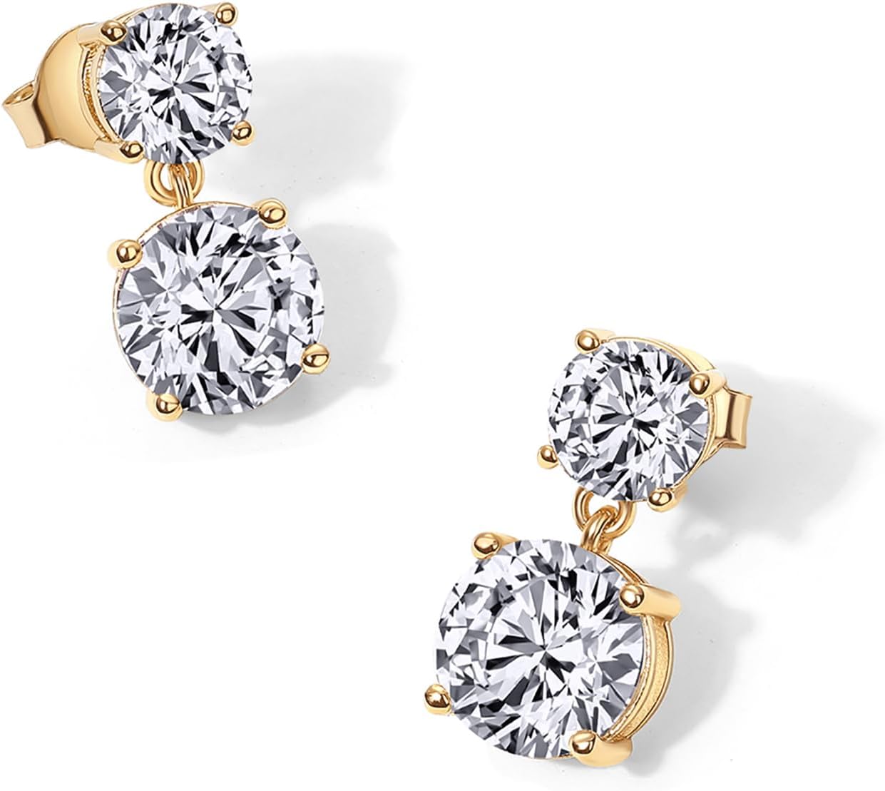 PAVOI 14K Gold Plated Cubic Zirconia Dangle Earrings for Women - Crystal Long Linear Bridal Drop Earrings - Cluster CZ Pearl Simulated Diamond Drop Dangle Wedding Jewelry for Brides & Bridesmaid - Image 3