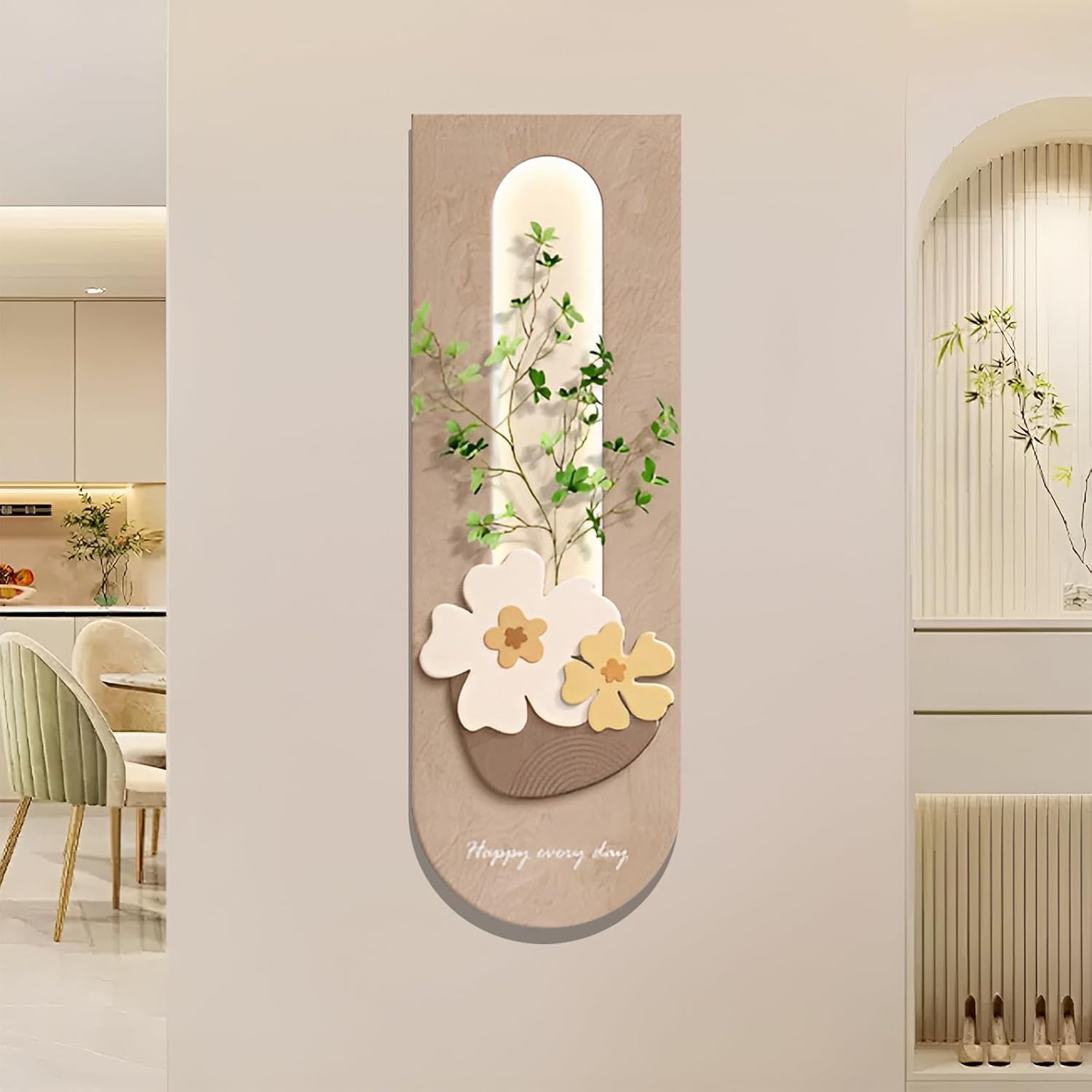 Art Wall Decor with LED Light, Cream Style Decoration Painting, Sandstone Decor Wall Art Painting, for Bedroom, Living Room, Entrance, Corridor, Office and Study Room(F) - Image 10