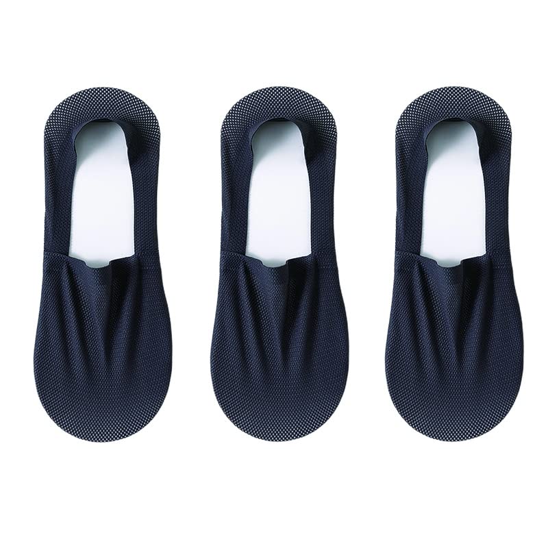 3 pary męskie skarpetki do łodzi modne letnie cienkie niewidoczne skarpety oddychające miękkie dorywczo elastyczne skarpetki z siatki (Color : 3 dark grey, Size : EU 37-45)