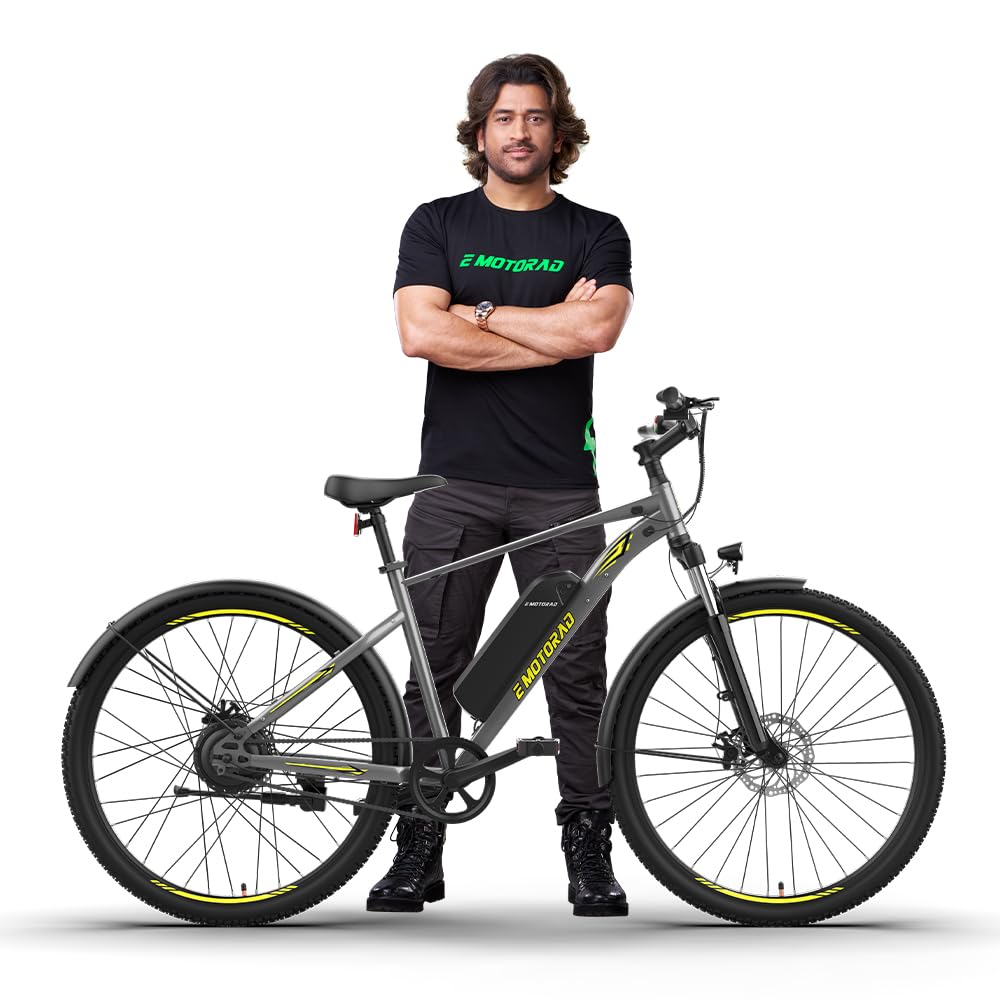 EMotorad X1 Electric Cycle for Men & Women | 36V 7.65Ah Battery Cycle | Up to 35KM Range, 25 km/h Speed | 27.5” Electric Bicycle with Front Suspension (Phantom Grey)-image-45