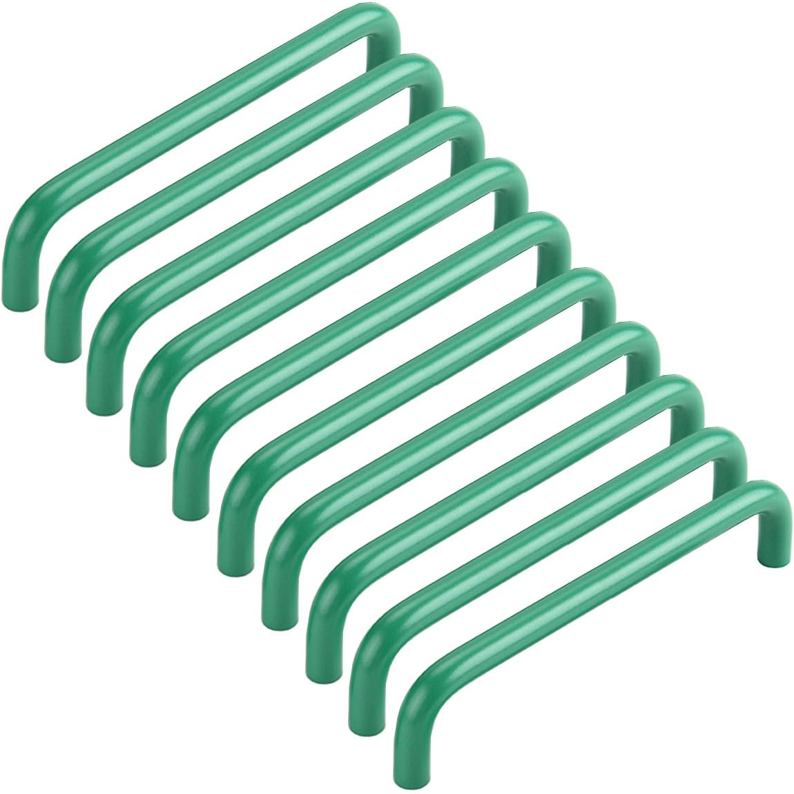 ZESLIV Pack of 10 Furniture Handles, Kitchen Cabinet Handles Made of Aluminium, Hole Spacing 96 mm, Green Bar Handles, Drawer Handle with Screws for Children's Room, Wardrobe