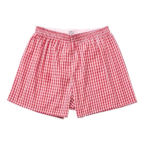 Hialegion Women's Cotton Y2K Fashion Summer Going-Out Shorts Boxer Shorts Women's Casual Trousers Beach Trousers Women's Comfortable Wide Shorts S-XL, Red check, M
