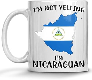 Funny Nicaragua Pride Coffee Mugs, I'm Not Yelling I'm Nicaraguan Mug, Gift Idea for Nicaraguan Men and Women Featuring the Country Map and Flag, Proud Patriot Souvenirs and Gifts