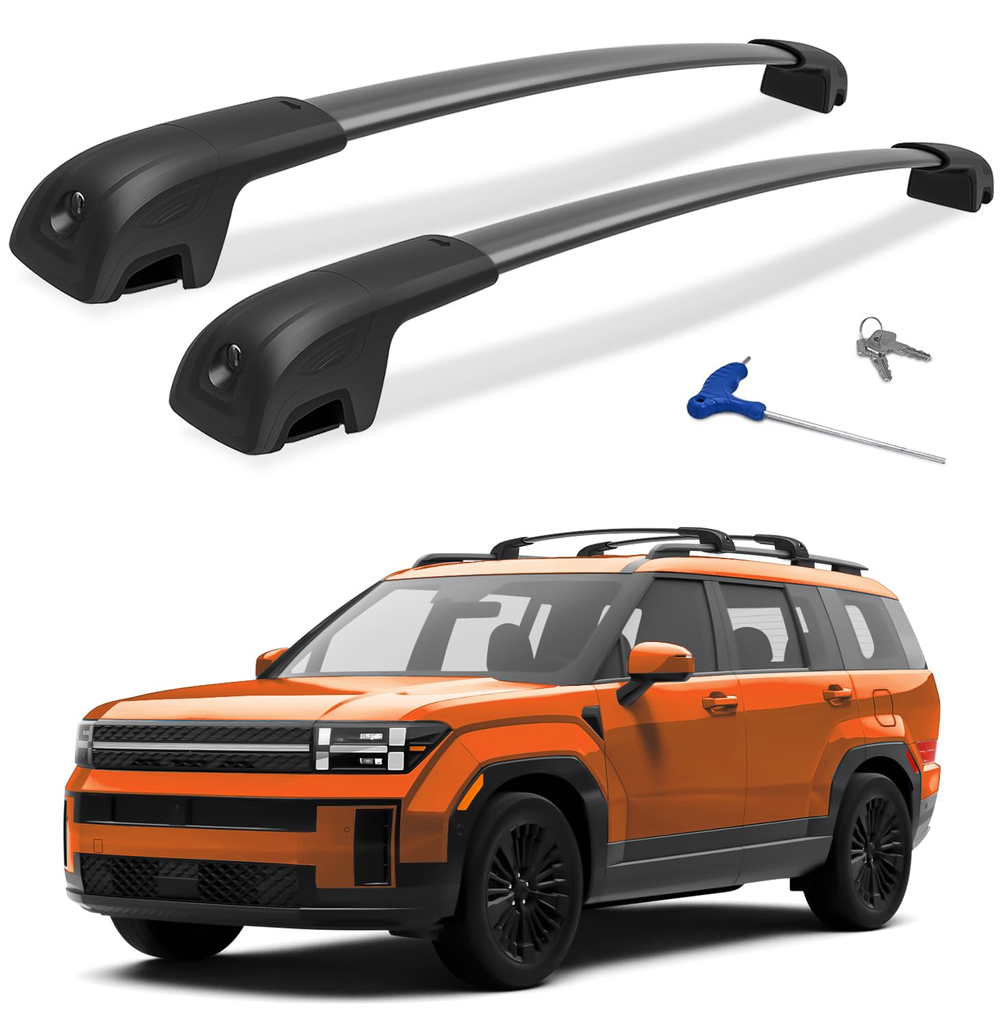 300lbs Lockable Roof Rack Cross Bars Compatible with Hyundai Santa Fe 2024 2025, Aluminum Roof Rails Crossbar for Rooftop Cargo Carrier Luggage Kayak Canoe Bike Snowboard