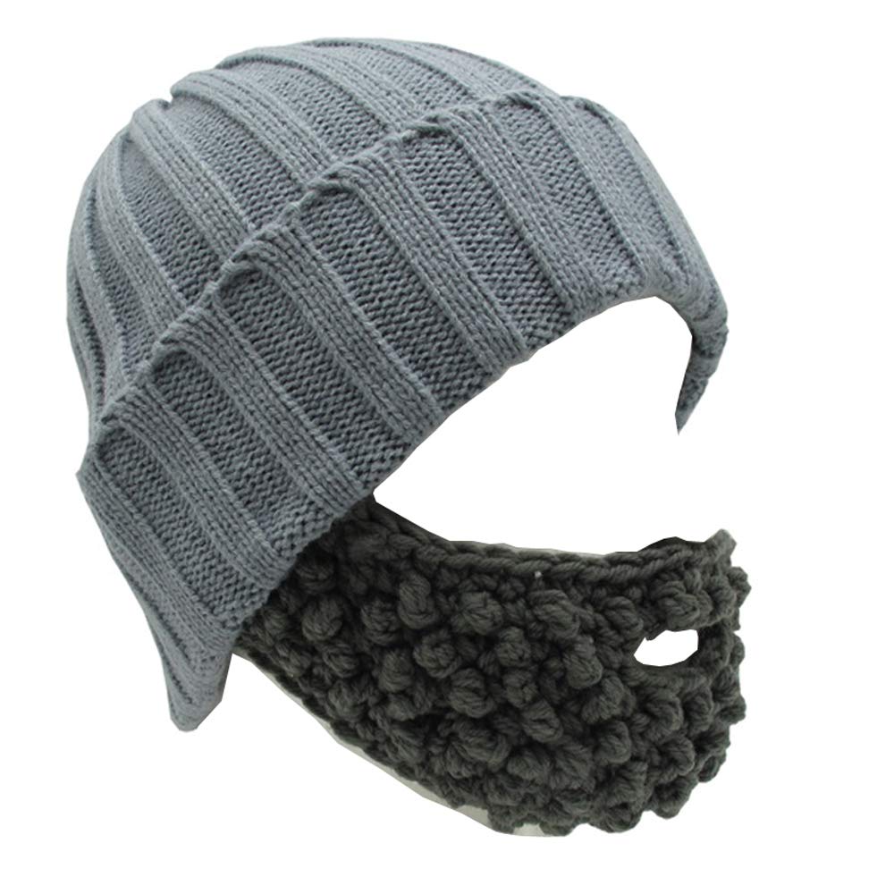 YEKEYI Unisex Funny Winter Fake Beard Detachable Beard Hand-Knit Mask Coffee